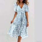 Chiffon Floral Print V-neck Dress image 14