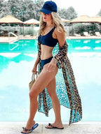 Chiffon Leopard Print Kimono Boho Beach Cover up image 9
