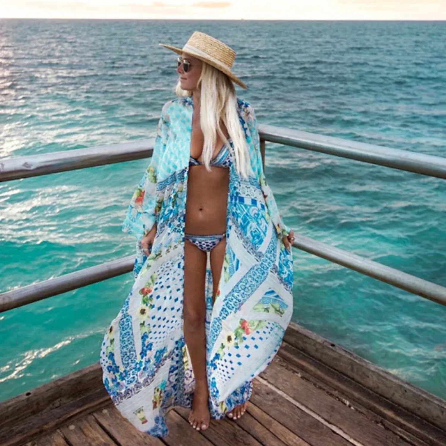 Chiffon Leopard Print Kimono Boho Beach Cover up image 12