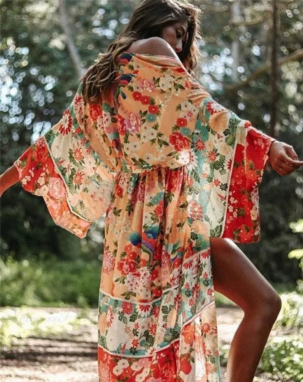 Chiffon Leopard Print Kimono Boho Beach Cover up image 7