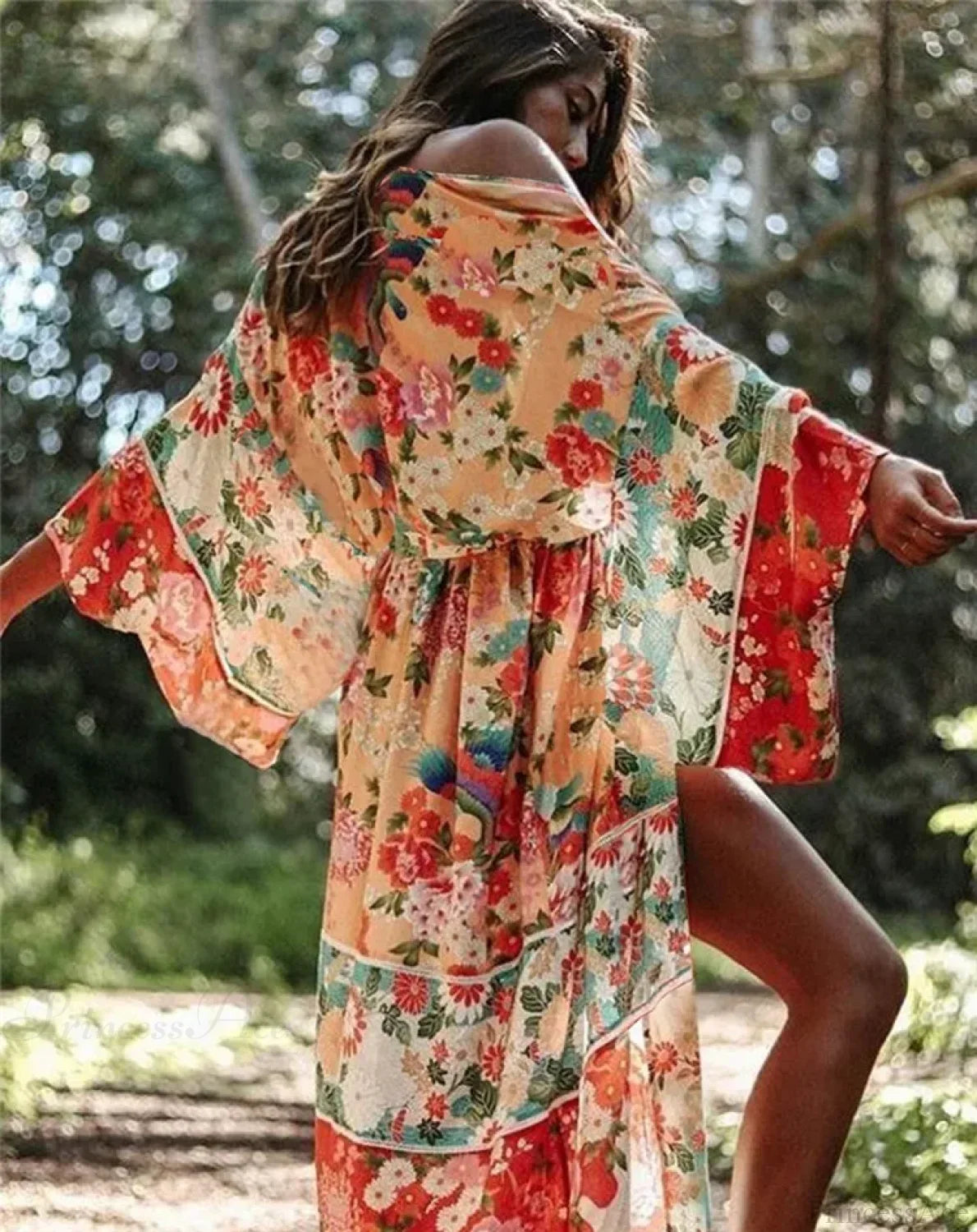 Chiffon Leopard Print Kimono Boho Beach Cover up image 7