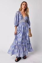 Chiffon Long Sleeve Holiday Floral Boho Dress image 5