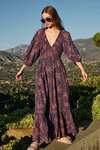 Chiffon Long Sleeve Holiday Floral Boho Dress image 1