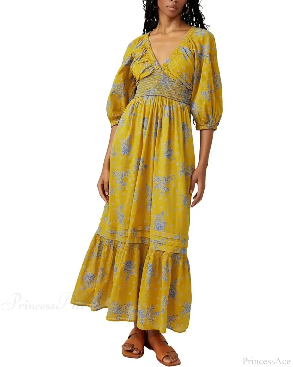 Chiffon Long Sleeve Holiday Floral Boho Dress image 8