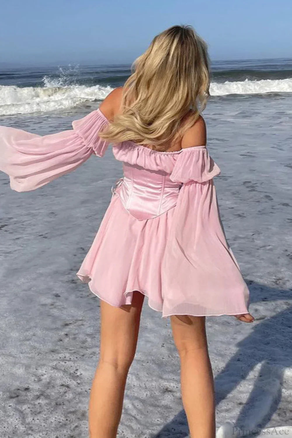 Chiffon Loose Asymmetrical Waist Tie Mini Dress image 4