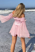 Chiffon Loose Asymmetrical Waist Tie Mini Dress image 4