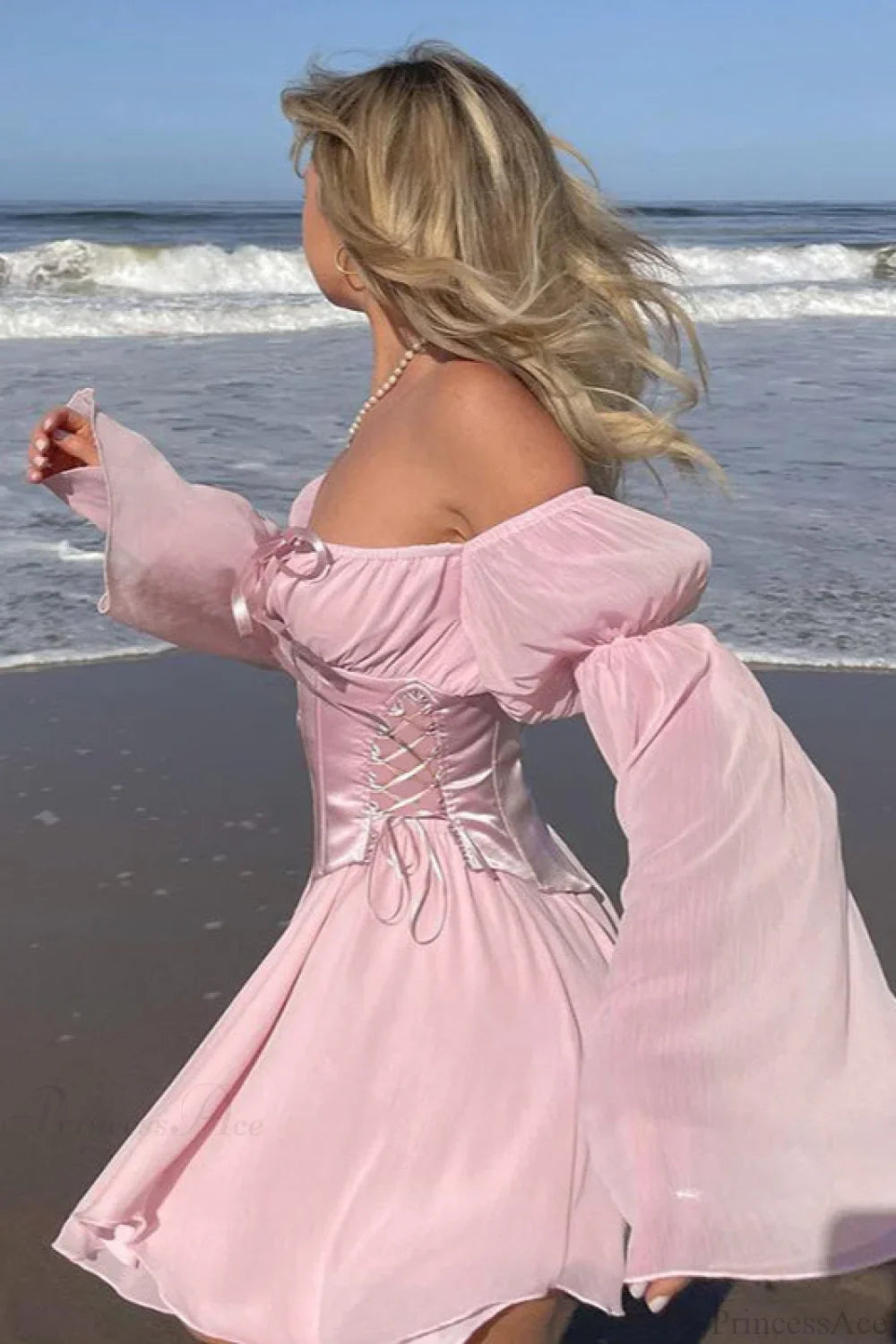 Chiffon Loose Asymmetrical Waist Tie Mini Dress image 2