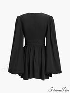 Chiffon Low Cut V-neck Modern Pleated Zip Mini Dress image 3