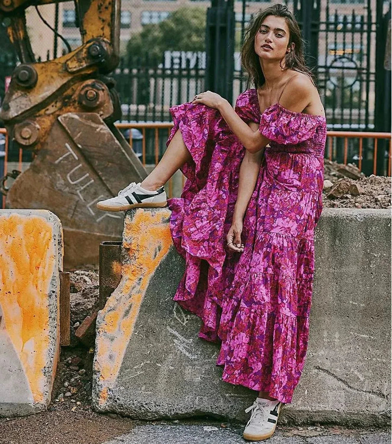 Chiffon Maxi Dress Floral Print Puff Sleeve image 5