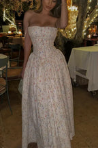 Chiffon Pleated Floral Off Shoulder Maxi Dress image 4