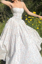 Chiffon Pleated Floral Off Shoulder Maxi Dress image 1