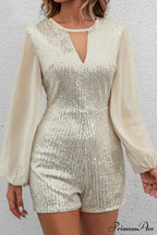 Chiffon Rompers with Slit Sleeves and Sequins image 2