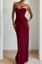 Chiffon Sash Strapless Fitted Maxi Dress image 4