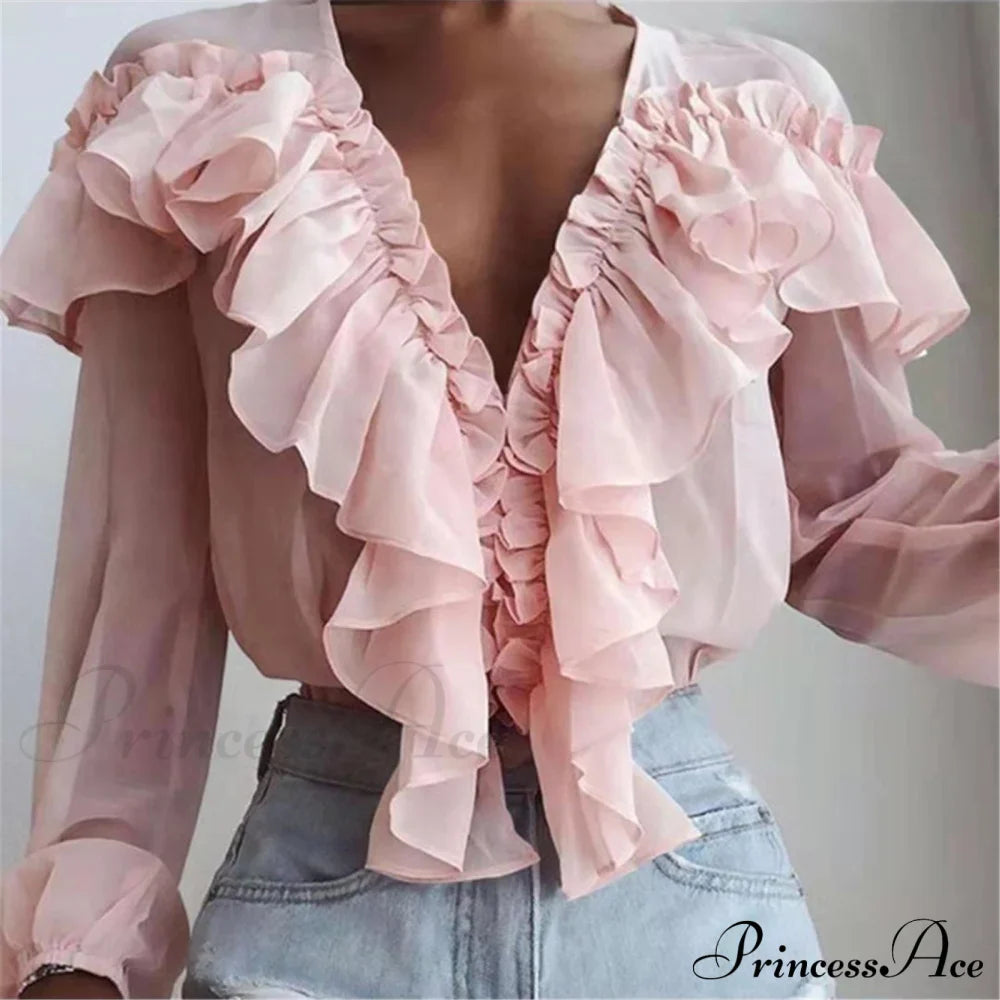 Chiffon Shirt Work Casual Lady Solid Color image 6