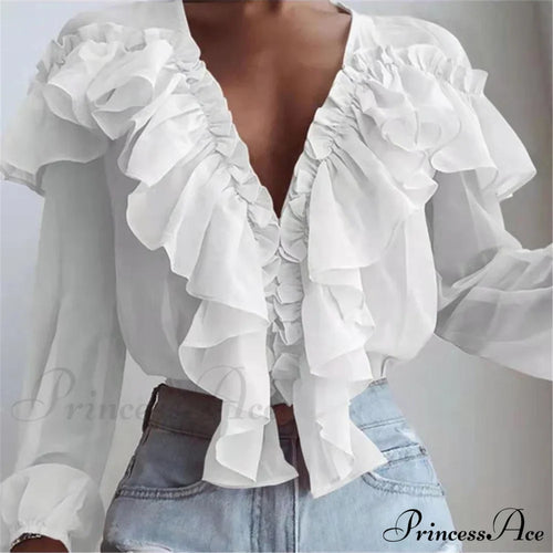 Chiffon Shirt Work Casual Lady Solid Color image 1
