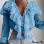 Chiffon Shirt Work Casual Lady Solid Color image 3