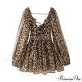 Chiffon Slit Long Sleeve Graceful Lace Up Mini Dress image 8