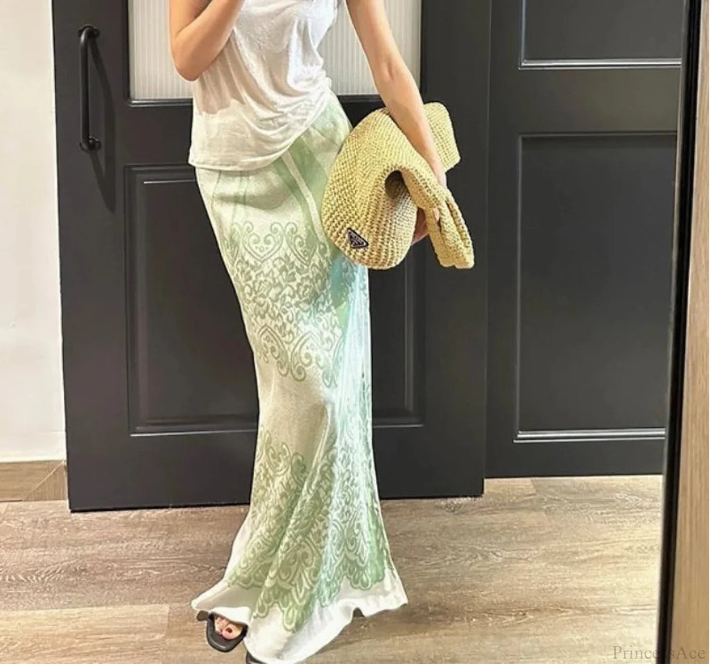 Chinese Style Floral High Waist A-Line Skirt image 2