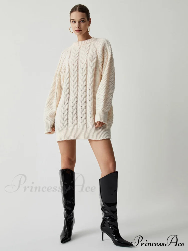 Chunky Cable Graceful Knit Oversized Sweater image 2