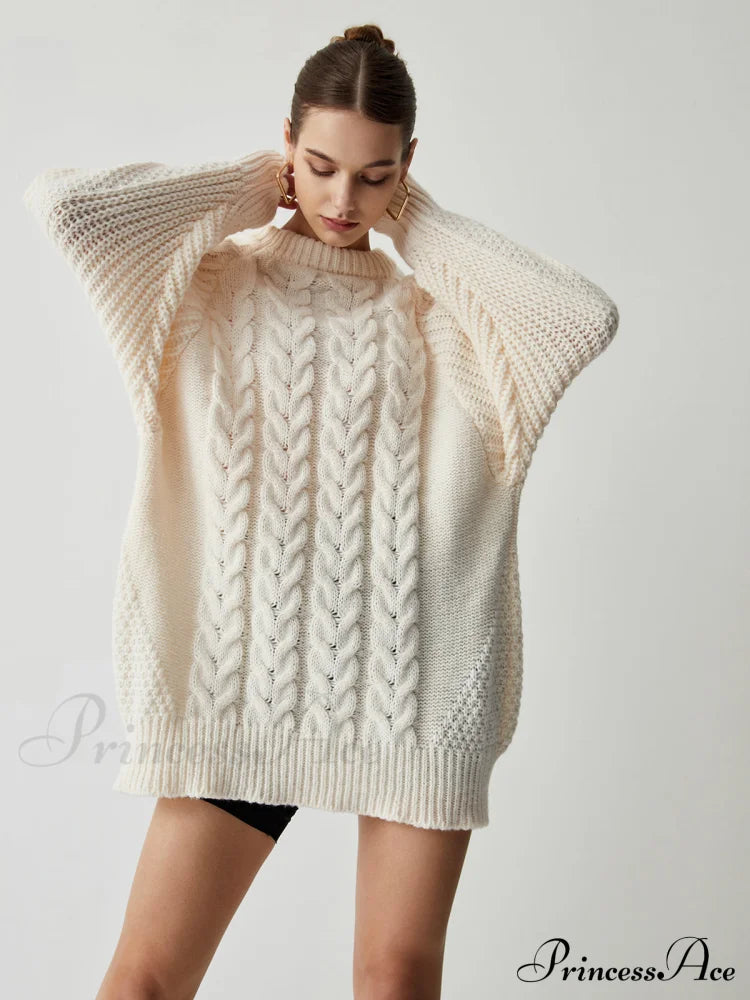 Chunky Cable Graceful Knit Oversized Sweater image 6