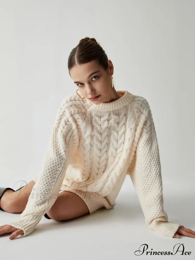 Chunky Cable Graceful Knit Oversized Sweater image 5