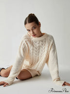 Chunky Cable Graceful Knit Oversized Sweater image 5