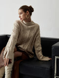 Chunky Cable Knit Trendy Mock Neck Sweater image 1