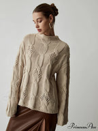 Chunky Cable Knit Trendy Mock Neck Sweater image 4