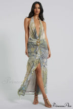 Cindy Plunge Stylish Maxi Dress image 1