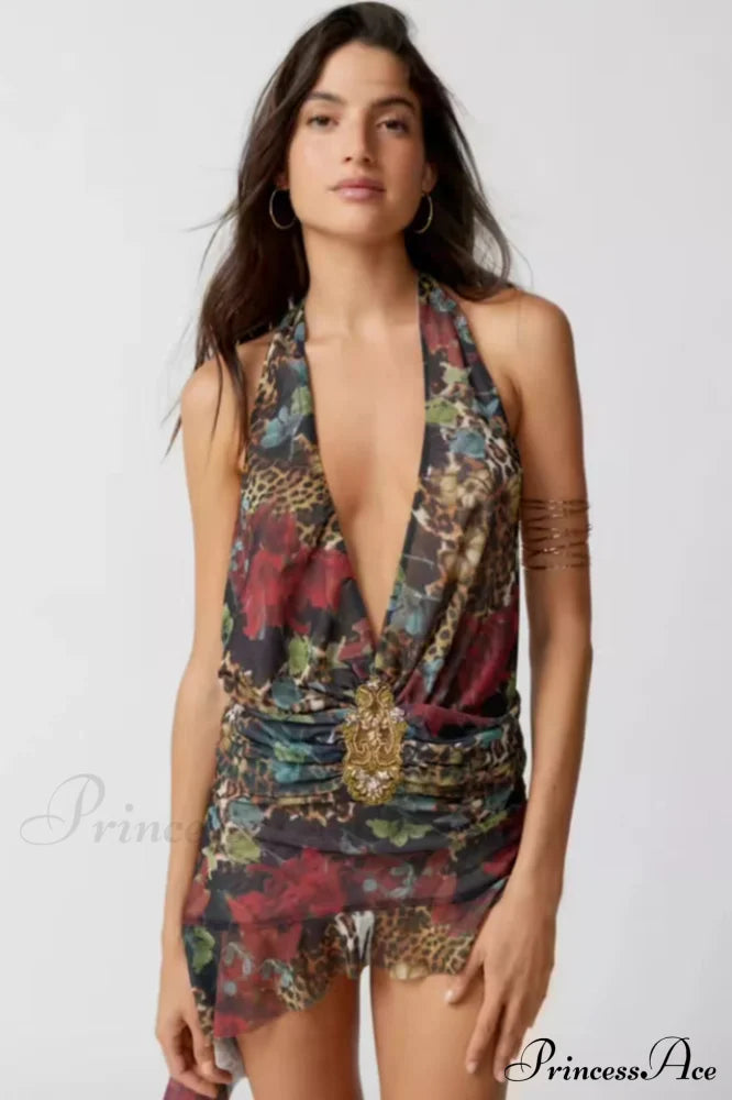 Cindy Plunge Stylish Mini Dress image 3