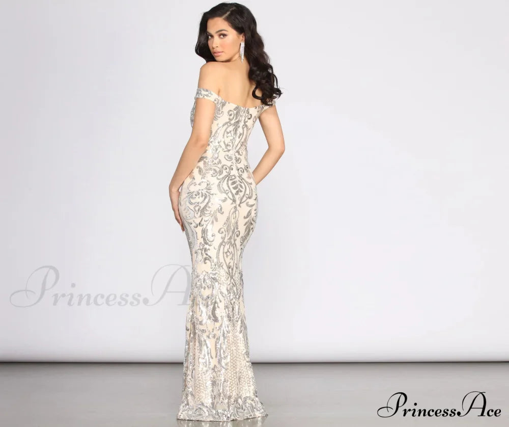 Clara Sequin Stylish Off Shoulder Dress image 2