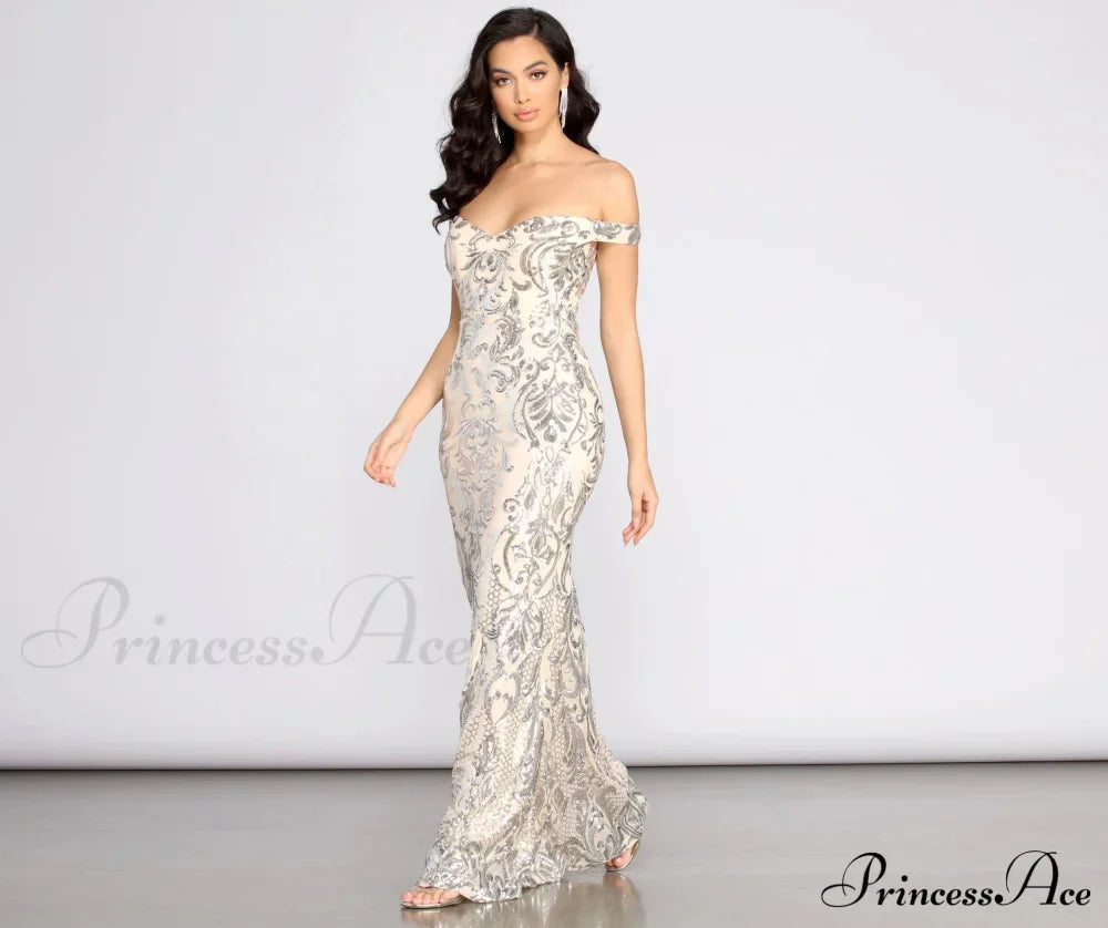 Clara Sequin Stylish Off Shoulder Dress image 3