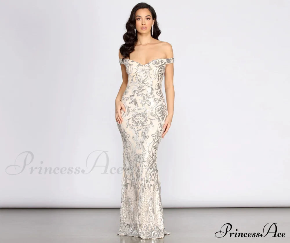 Clara Sequin Stylish Off Shoulder Dress image 1
