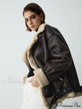 Classic Sherpa Lined Trendy Shearling Leather Flight Jacket image 1