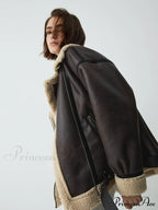 Classic Sherpa Lined Trendy Shearling Leather Flight Jacket image 6