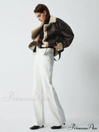 Classic Sherpa Lined Trendy Shearling Leather Flight Jacket image 3