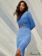 Coastal Allure Knotted Trendy Long Sweater Dress image 4