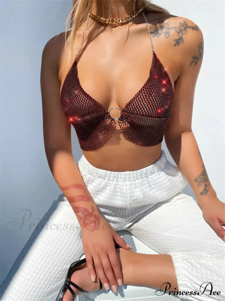 Halter Rhinestone Crop Tank Top image 6