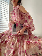 Coastal Gown Mini Long Casual Korean Flowered Arm Brief Elegant Style Party Bohemian Fashion Female image 2