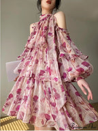 Coastal Gown Mini Long Casual Korean Flowered Arm Brief Elegant Style Party Bohemian Fashion Female image 1
