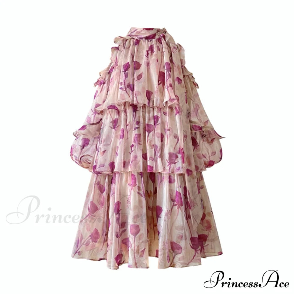 Coastal Gown Mini Long Casual Korean Flowered Arm Brief Elegant Style Party Bohemian Fashion Female image 4