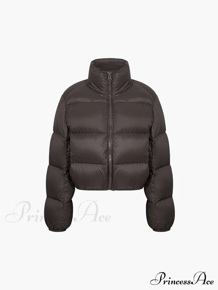 Cocoa Bean Stand Trendy Collar Quilted Puffer Coat image 4