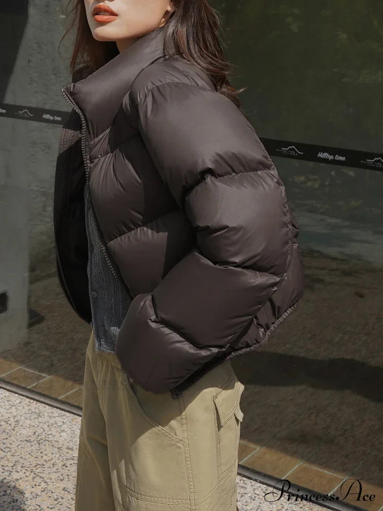 Cocoa Bean Stand Trendy Collar Quilted Puffer Coat image 3
