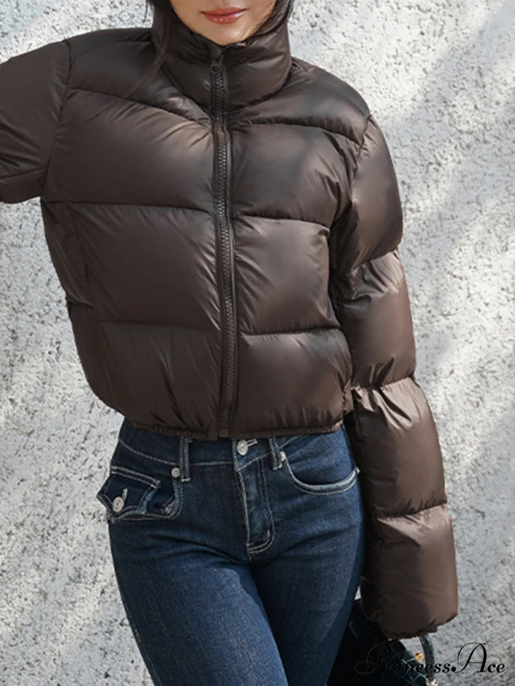 Cocoa Bean Stand Trendy Collar Quilted Puffer Coat image 2