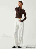 Cocoa Beans Long Trendy Sleeve Crop Shirt image 5
