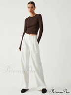 Cocoa Beans Long Trendy Sleeve Crop Shirt image 3