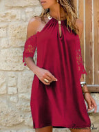 Cold Shoulder Knitted Black Modern Long Sleeve Mini Dress image 1
