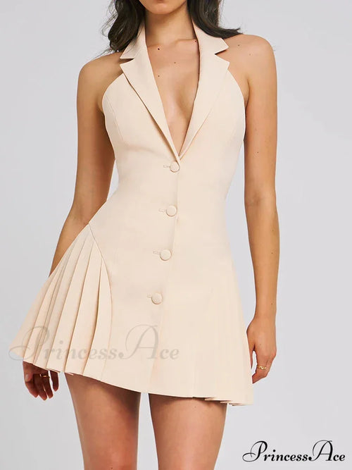 Collar Buttoned Backless Charming Suit Mini Dress image 1