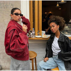 Collar Zipper Stylish Bomber Overshirt Jacket image 14