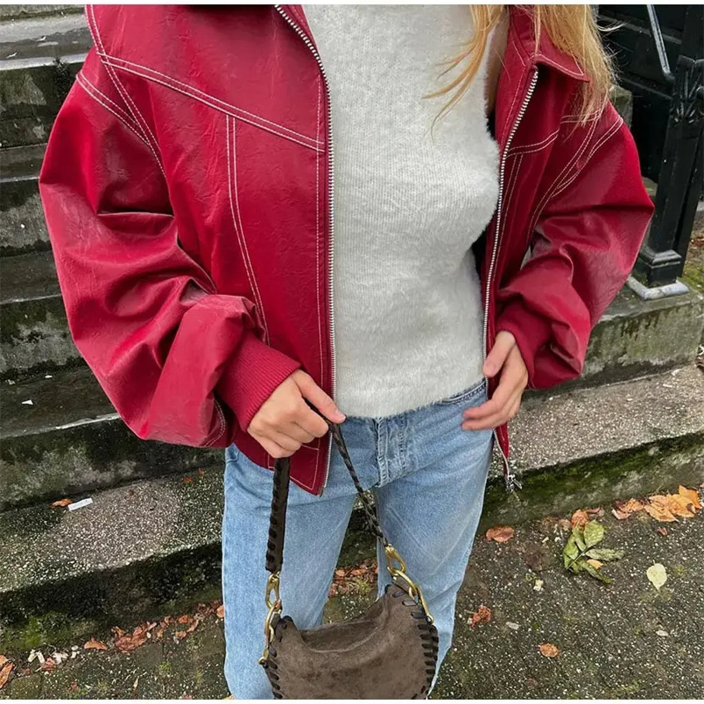 Collar Zipper Stylish Bomber Overshirt Jacket image 18